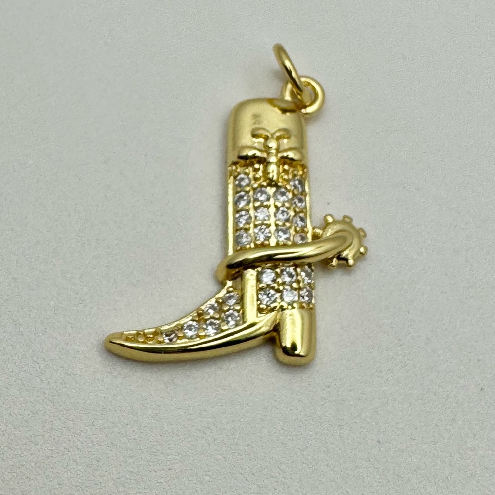 ✨18 KT Gold Plated Pave’ Cowboy Boot Charm NWOT